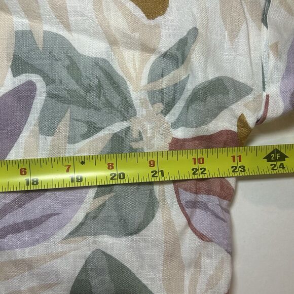 Nicole Miller NY Women's Linen Blouse Floral Short Sleeve Button Front Sz M Top - Picture 4 of 6